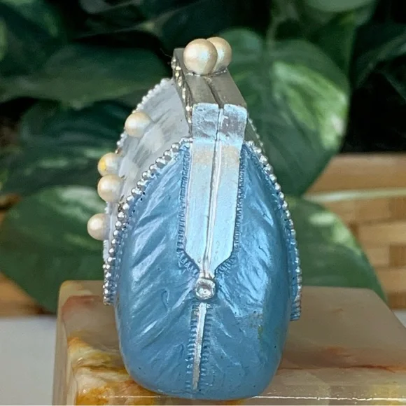 AVON Collectibles All Dressed Up Blue Pearl Purse Clutch Bag Fashion Figurine - Picture 8 of 14